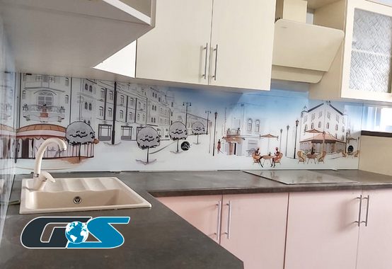 Стеклянный фартук для кухни Скинали с рисунком (абстракция, 3D, природа, города, капли, лёд, и т.д.) №SKINALI-6110
