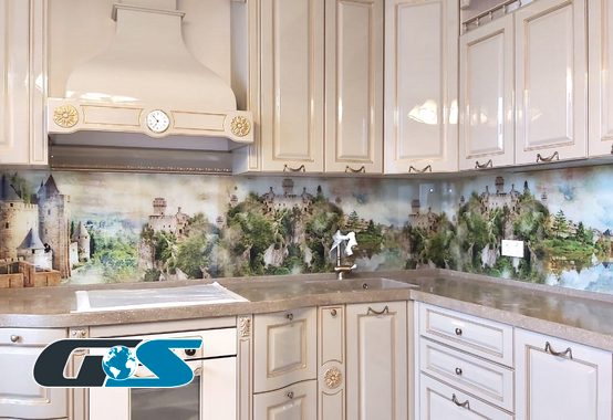 Стеклянный фартук для кухни Скинали с рисунком (абстракция, 3D, природа, города, капли, лёд, и т.д.) №skinali-10339-о
