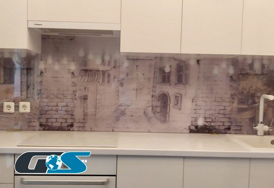 Стеклянный фартук для кухни Скинали с рисунком (абстракция, 3D, природа, города, капли, лёд, и т.д.) №SKINALI-4878-O