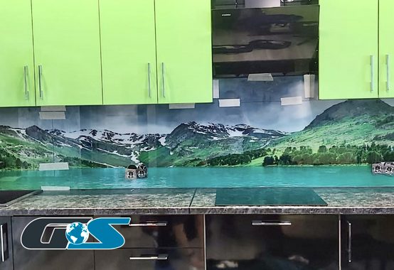 Стеклянный фартук для кухни Скинали с рисунком (абстракция, 3D, природа, города, капли, лёд, и т.д.) №SKINALI-9672-O